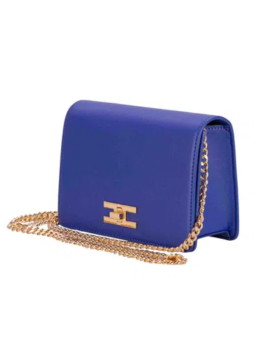 Shop Elisabetta Franchi Shoulder Bag In Blue Indaco