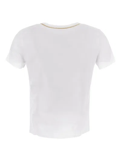 Shop Elisabetta Franchi Cotton T-shirt In Gesso