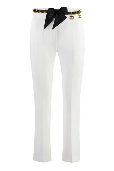 Shop Elisabetta Franchi Cr Trousers In Ivory