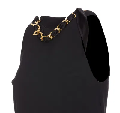 Shop Elisabetta Franchi Dress With Chain In Black