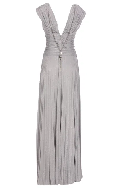 Shop Elisabetta Franchi Red Carpet Dress In Silver