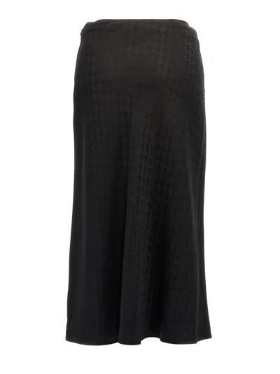 Shop Elisabetta Franchi All Over Logo Skirt In Black