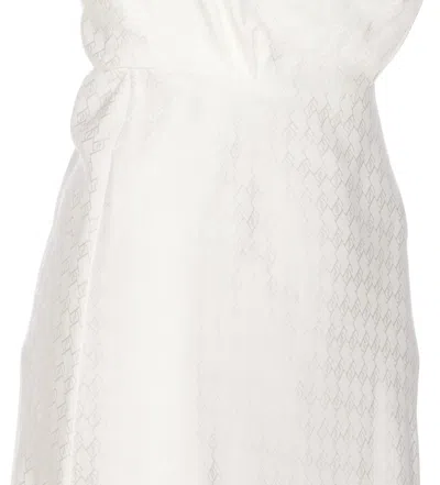 Shop Elisabetta Franchi Logo Midi Dress In Ivory