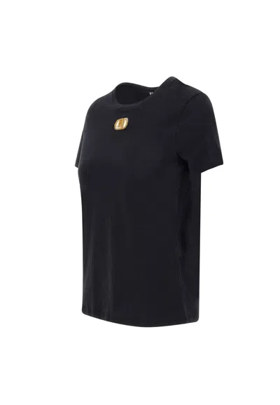 Shop Elisabetta Franchi Urban Cotton T-shirt In Black