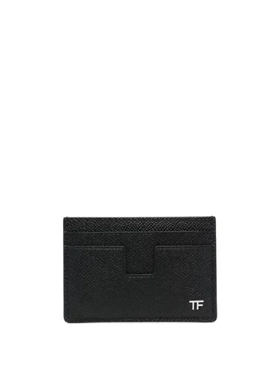 Shop Tom Ford Card Holder With Logo Plaque In Black