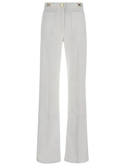 Shop Elisabetta Franchi White Jeans In Ivory