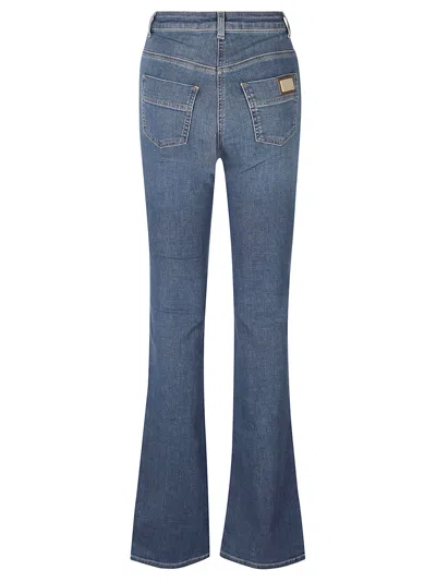 Shop Elisabetta Franchi Flared Fitted Jeans In Blue Denim