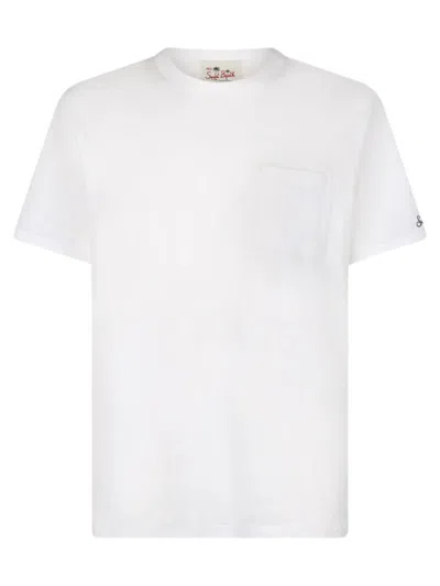 Shop Mc2 Saint Barth Linen T-shirt With Front Pocket Clothing In White