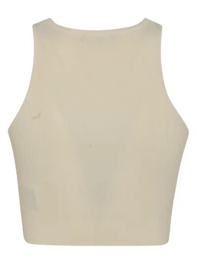 Shop Elisabetta Franchi Ribbed Cropped Tank Top In Burro