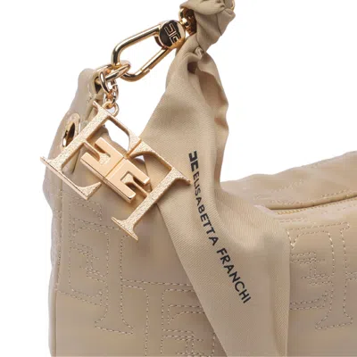 Shop Elisabetta Franchi Logo Crossbody Bag In Sand
