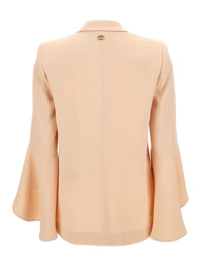 Shop Twinset Pink Blazer With Wide Sleeves In Technical Fabric Woman In Light Pink