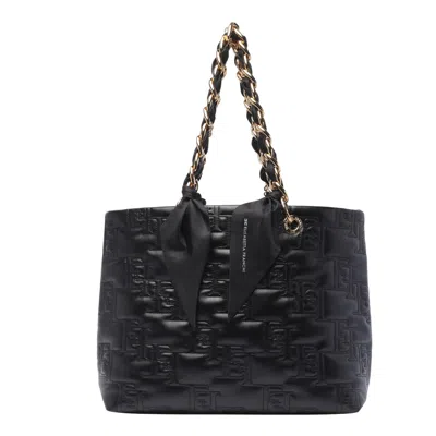 Shop Elisabetta Franchi Logo Shoulder Bag In Black