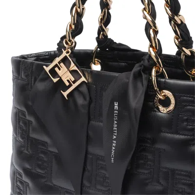 Shop Elisabetta Franchi Logo Shoulder Bag In Black
