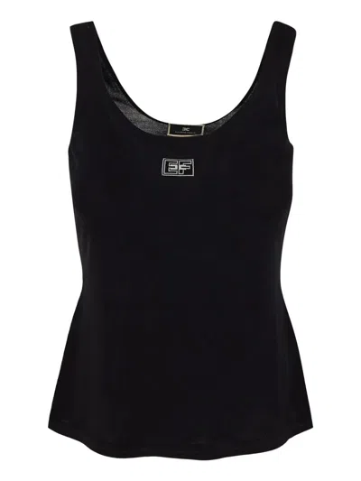 Shop Elisabetta Franchi Logo Tank Top In Black