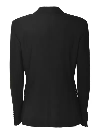 Shop Ql2 Double-breasted Fitted Blazer In Black
