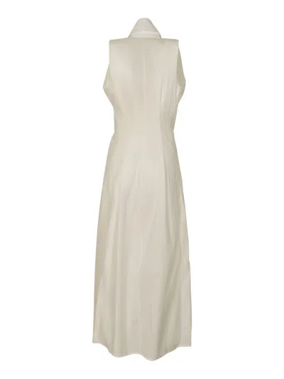 Shop Marc Le Bihan Belted Waist Sleeveless Dress In White