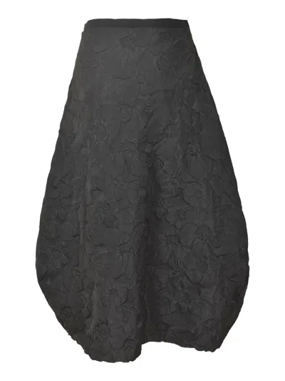 Shop Marc Le Bihan Floral Embossed Skirt In Black