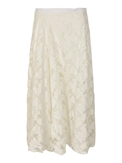 Shop Marc Le Bihan Floral Skirt In White