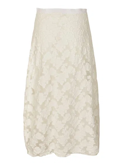Shop Marc Le Bihan Floral Skirt In White