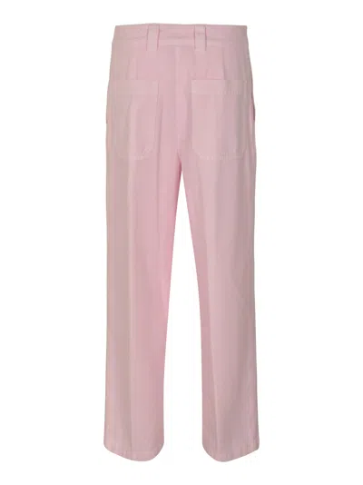 Shop Aspesi Cropped Buttoned Trousers In Pink