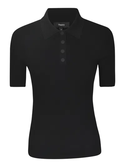 Shop Theory Fitted Polo Shirt In Black