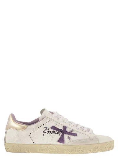 Shop Premiata Steven-d - Sneakers In White/purple