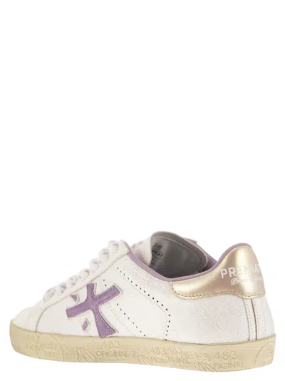 Shop Premiata Steven-d - Sneakers In White/purple