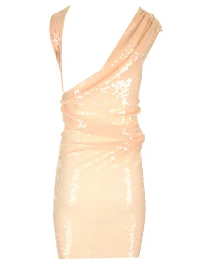 Shop Rick Owens Sequined Mini Dress In Beige