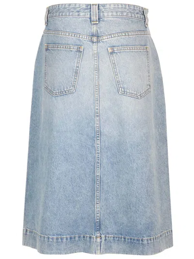 Shop Khaite Denim Midi Skirt In Blue