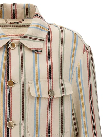 Shop Etro Striped Overshirt In Multicolor