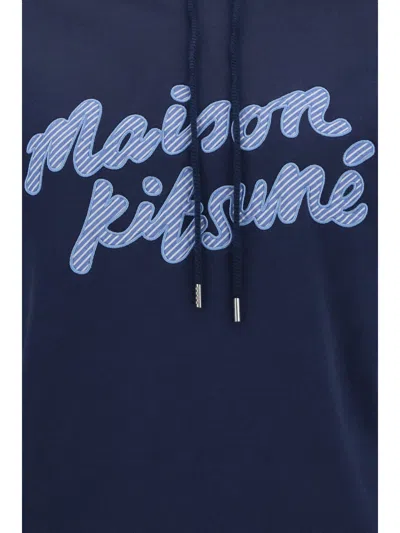Shop Maison Kitsuné Hoodie In Ink Blue