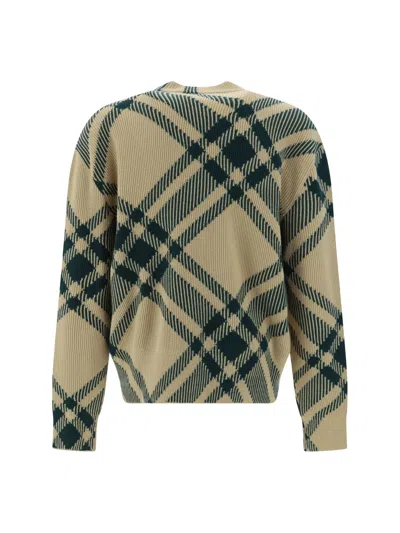 Shop Burberry Cardigan In Flax Ip Check
