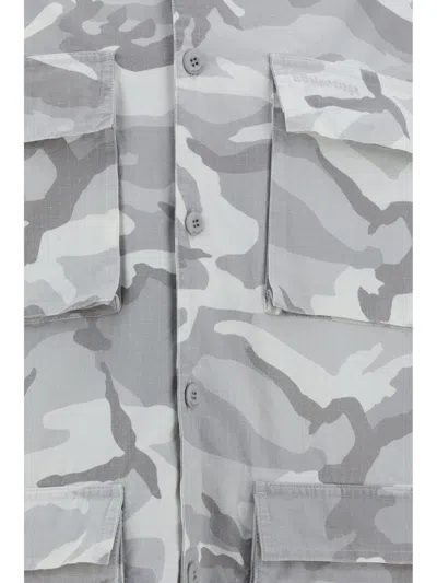 Shop Balenciaga Cargo Shirt In Light Grey
