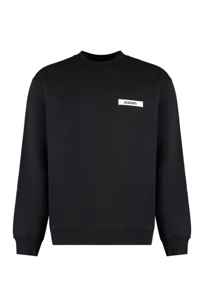 Jacquemus Hooded Long Sleeve Knitwear With Ribbed Cuffs In Black