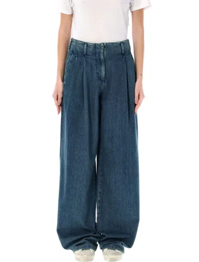 Shop Golden Goose Pleated Jeans In Blue