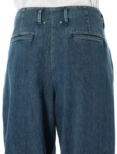 Shop Golden Goose Pleated Jeans In Blue