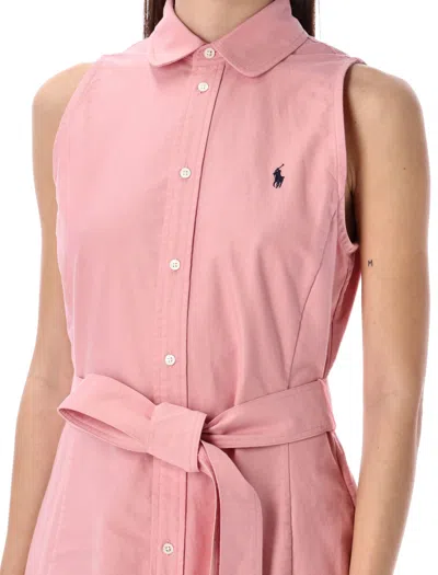 Shop Polo Ralph Lauren Belted Sleeveless Shirtdress In Adirondack Rose