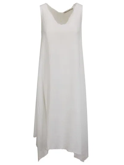 Shop Stefano Mortari Linen Dress With Side Tips In White