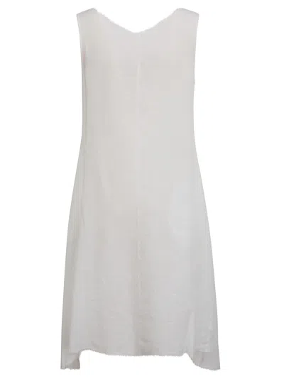 Shop Stefano Mortari Linen Dress With Side Tips In White