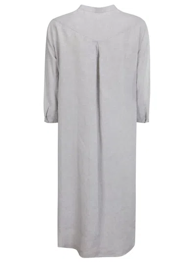 Shop Stefano Mortari Korean Linen Dress M/l In Pearl Grey