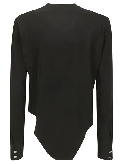 Shop Yohji Yamamoto Tuxedo Shirt Bodysuit In Black