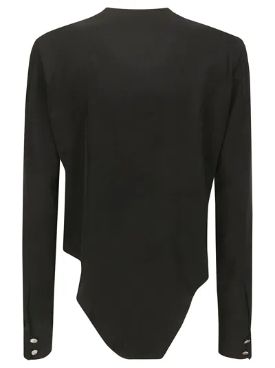 Yohji Yamamoto Pleated Asymmetric-hem Blouse In Black