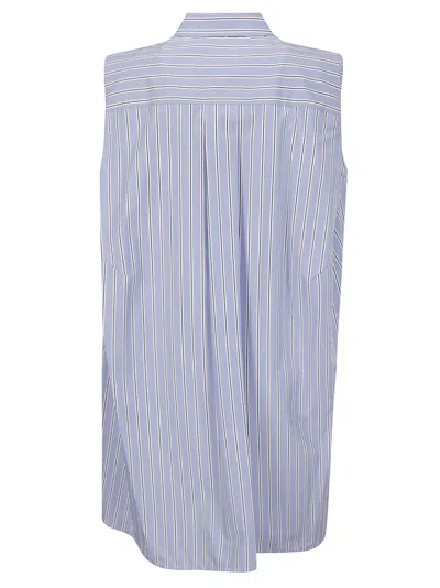 Shop Sacai Cotton Poplin Shirt Dress In L/blue Stripe