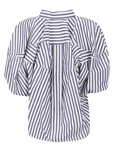 Shop Sacai Cotton Poplin Shirt In Navy Stripe