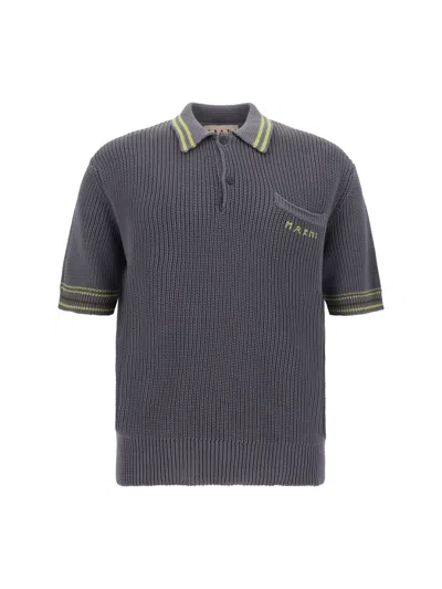 Shop Marni Polo Shirt In Mercury