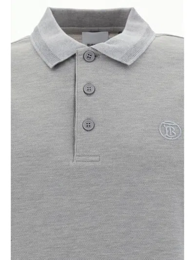 Shop Burberry Eddie Polo Shirt In Pale Grey Melange