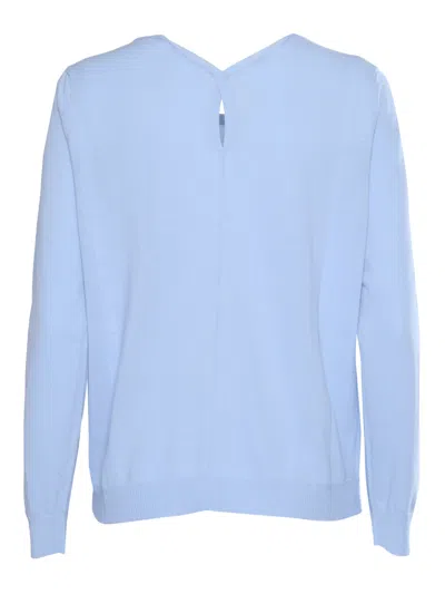 Shop Kangra Light Blue Ribbed Cotton Sweater
