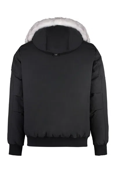 Shop Moose Knuckles Hooded Padded Bomber Jacket In Black