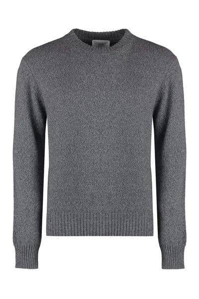 Shop Ami Alexandre Mattiussi Crew-neck Cashmere Sweater In Grey