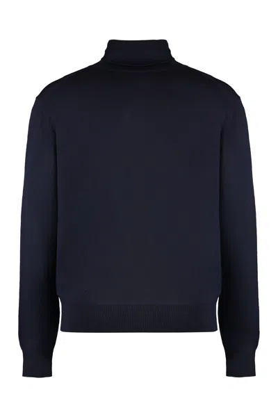 Shop Ami Alexandre Mattiussi Turtleneck Merino Wool Sweater In Blue